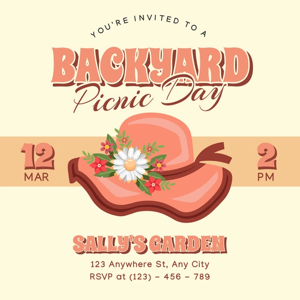 Invitation for a backyard picnic event