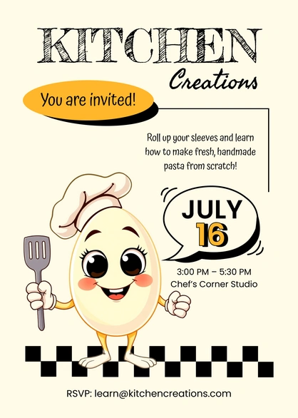 Pasta Cooking Class Invitation