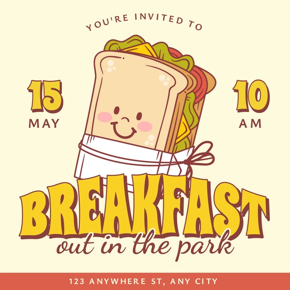 Invitation for a breakfast event in the park