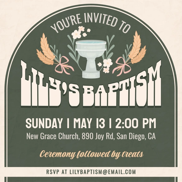 Invitation to a baptism ceremony