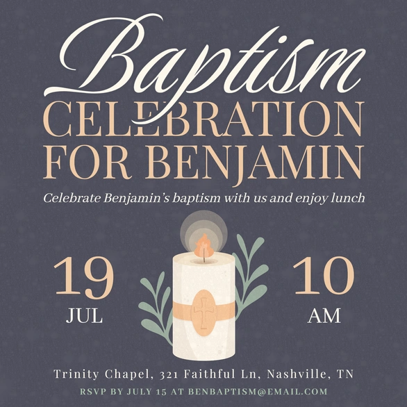 Celebrate Benjamin’s baptism