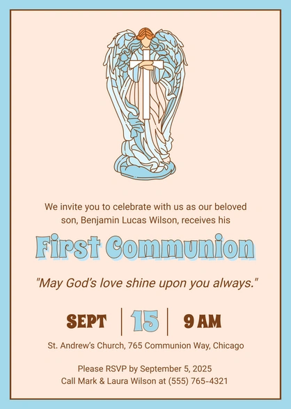 Inviting guests to a First Communion ceremony