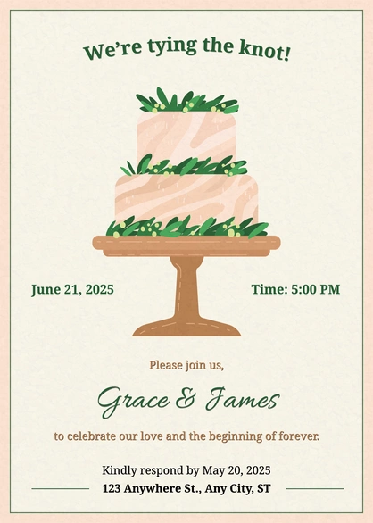 Invitation for a wedding ceremony
