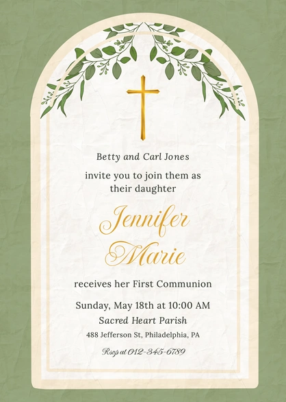 Invitation for First Communion Ceremony