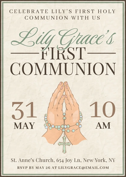 First Holy Communion Announcement