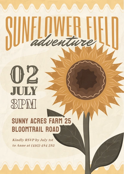 Event Invitation for Sunflower Field Adventure