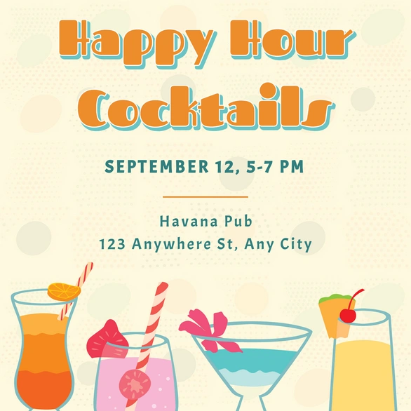 Advertisement for a cocktail event