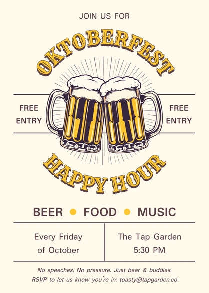 Event announcement for Oktoberfest Happy Hour