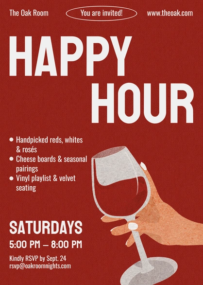 Invitation to Happy Hour at The Oak Room