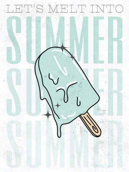 Melting ice cream illustration with text