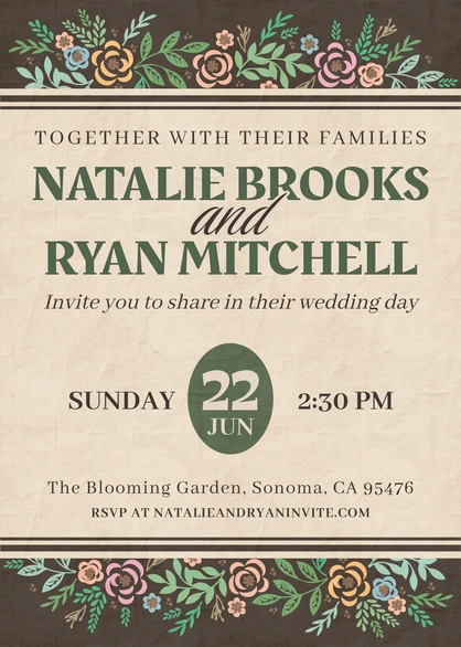 Invitation for a wedding