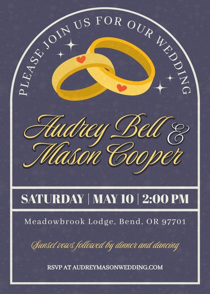 Wedding Invitation for Audrey Bell & Mason Cooper