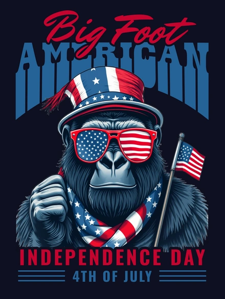Bigfoot celebrating Independence Day