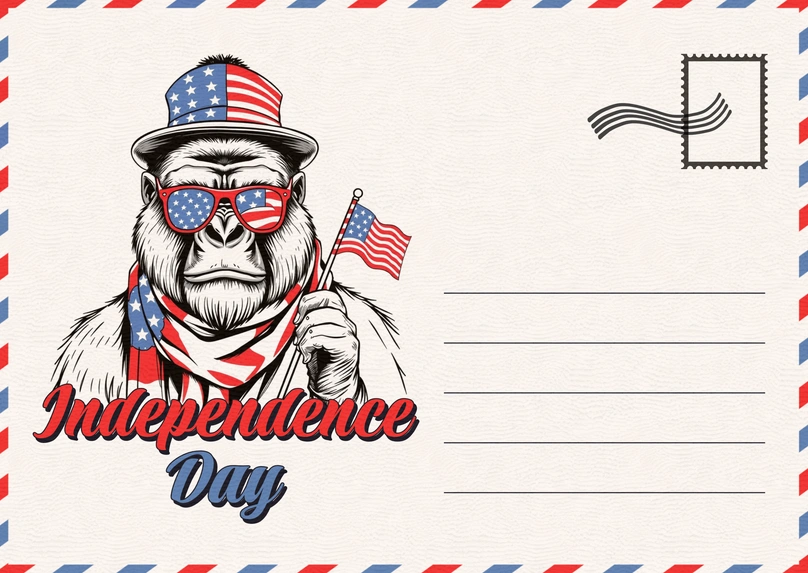 Gorilla with American Flag