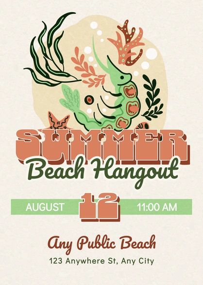Event invitation for a summer beach party