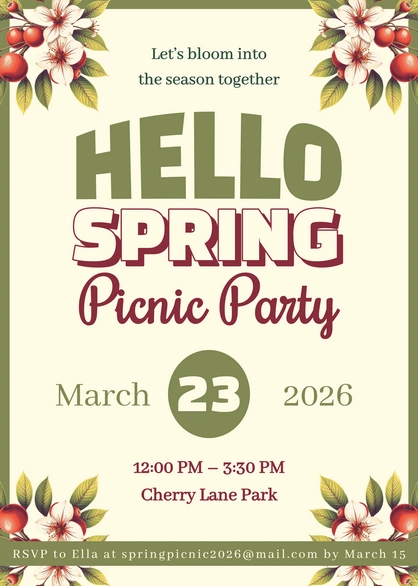 Event Invitation for a Spring Picnic Party