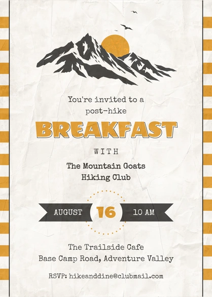 Invitation to a post-hike breakfast event