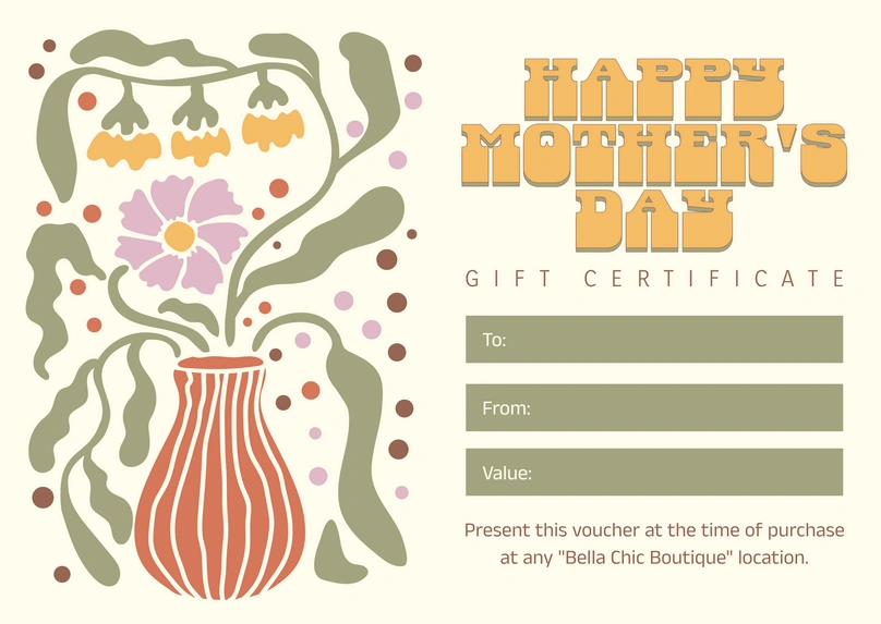 Gift certificate for Mother's Day