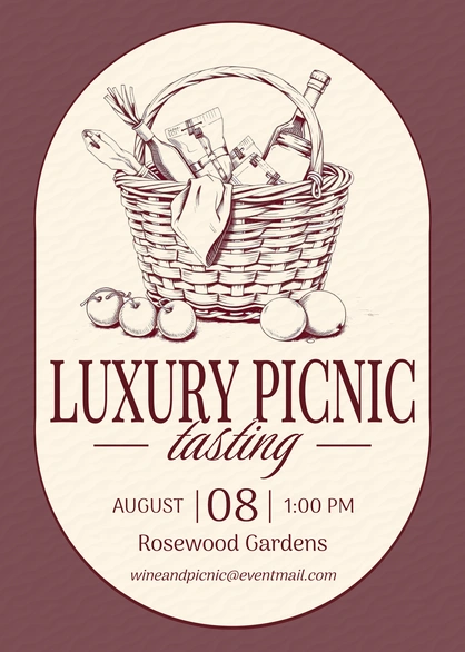 Invitation to a luxury picnic tasting event