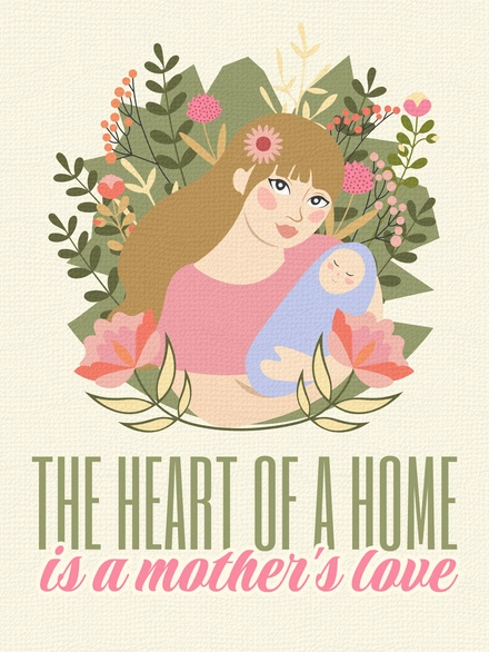 Mother and Child Illustration