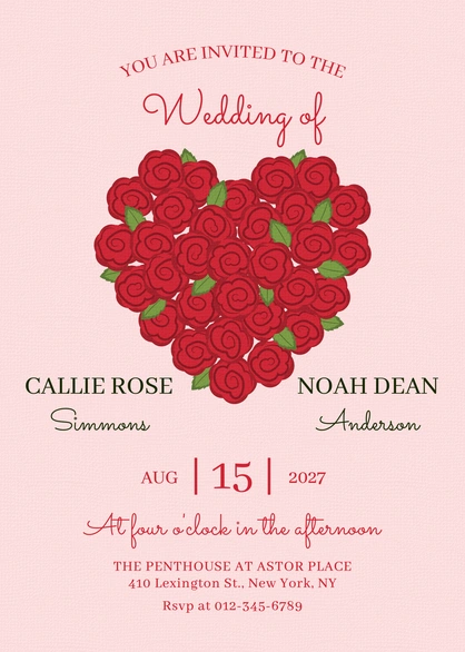 Wedding Invitation for Callie Rose Simmons and Noah Dean Anderson