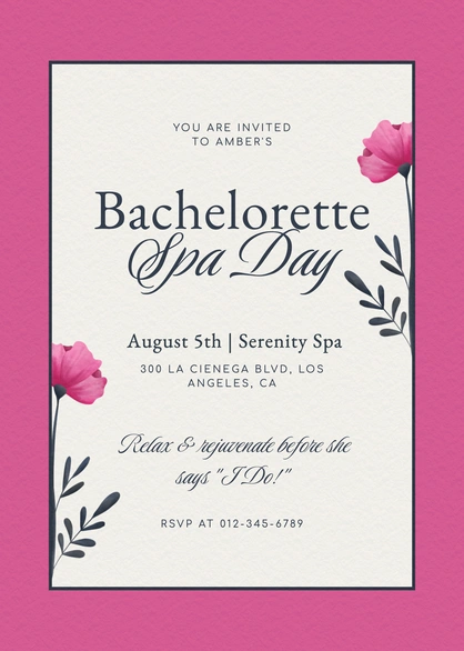 Invitation to a Bachelorette Spa Day