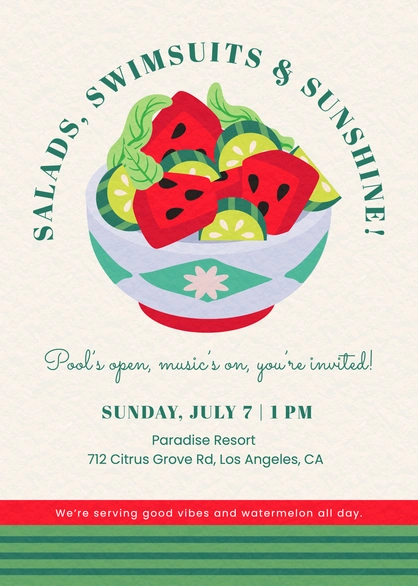 Summer Pool Party Invitation