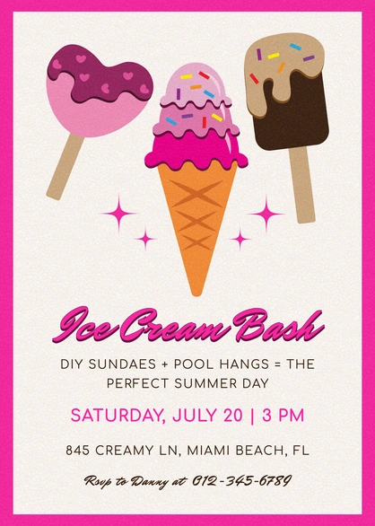 Ice Cream Party Invitation