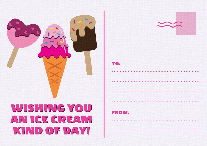Greeting card with ice cream illustration