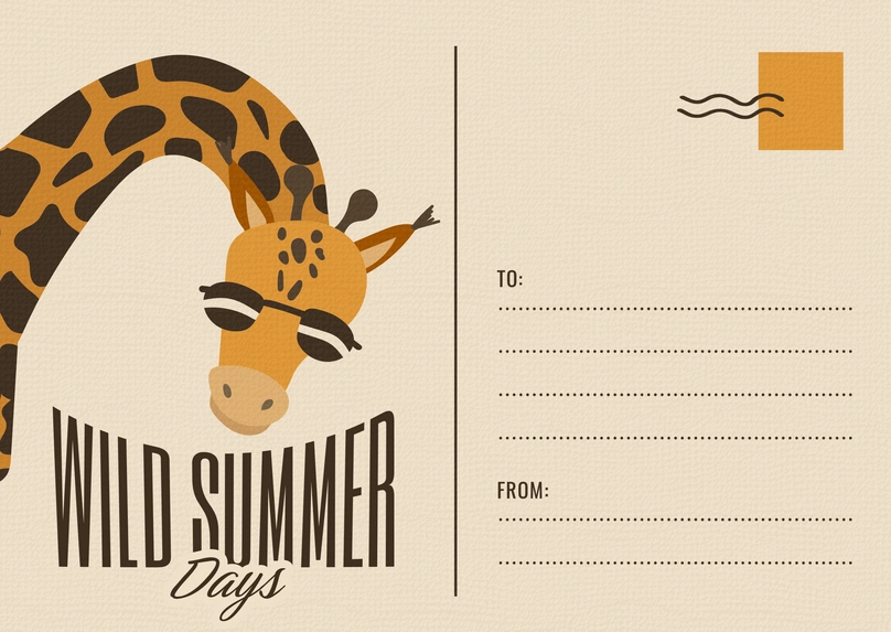 Giraffe illustration on summer postcard