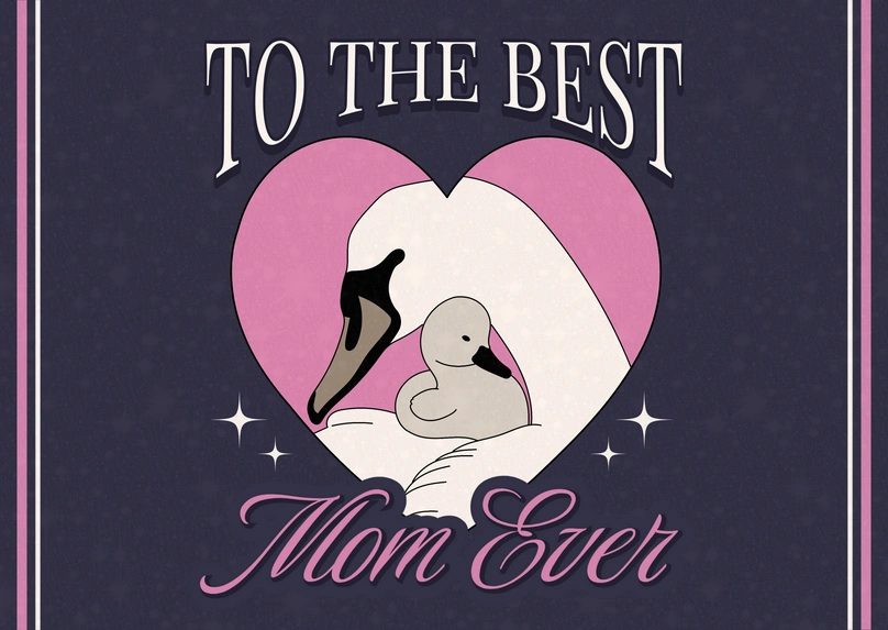 Mother's Day appreciation card with a swan illustration