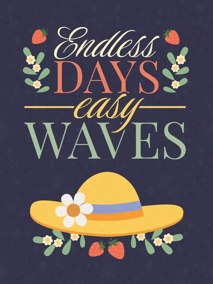 Summer theme graphic with text and illustration