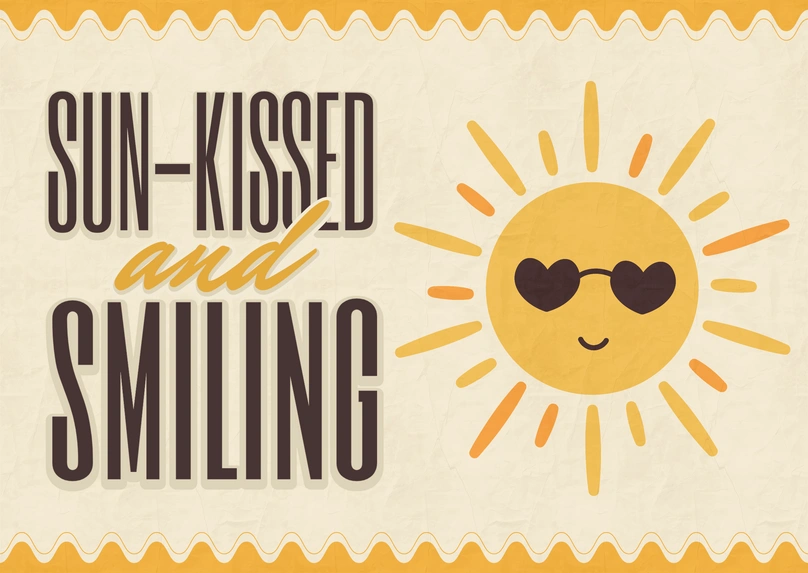Sun illustration with text