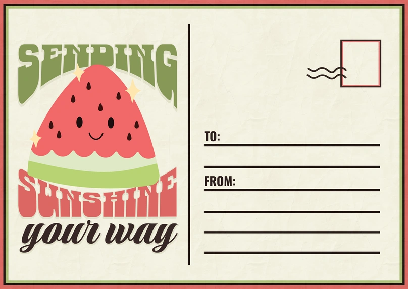 Cute watermelon-themed postcard