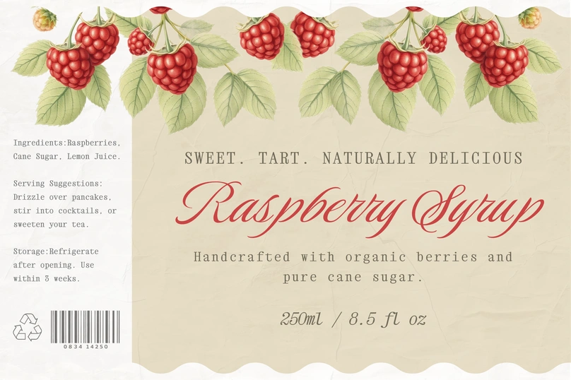 Raspberry Syrup Product Label