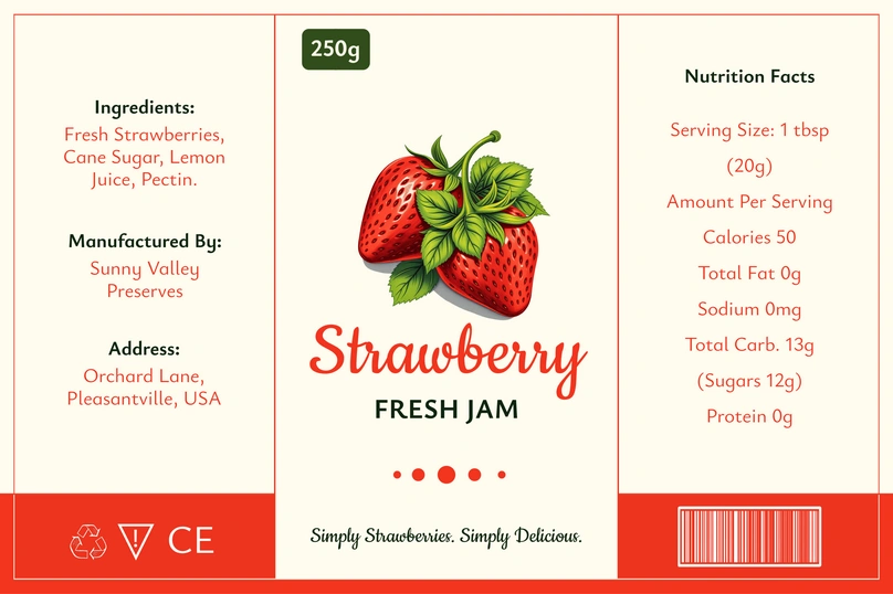 Product Label for Strawberry Jam