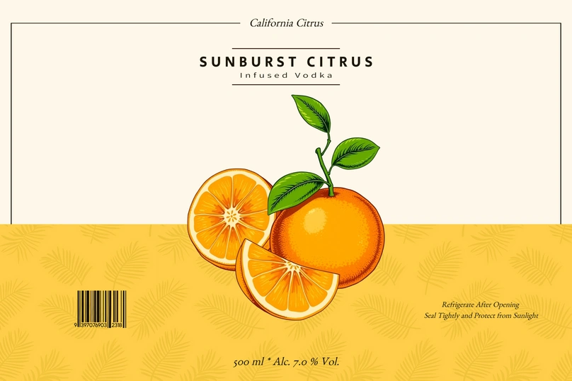 Citrus-infused vodka label design