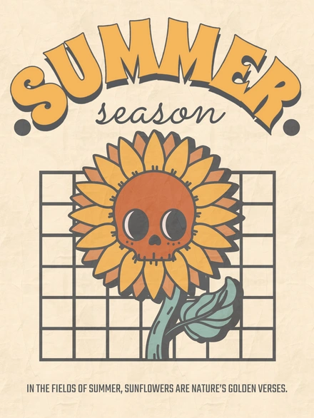 Sunflower design with a skull motif