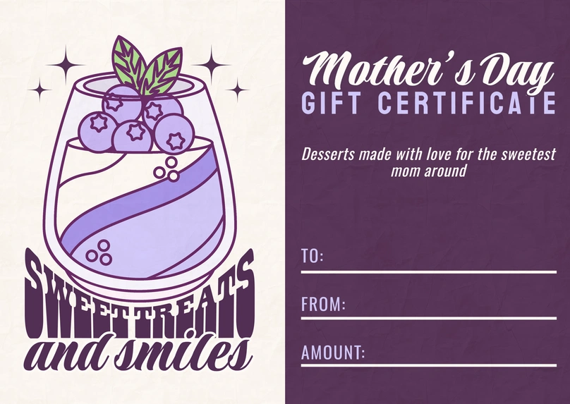 Gift Certificate for Desserts