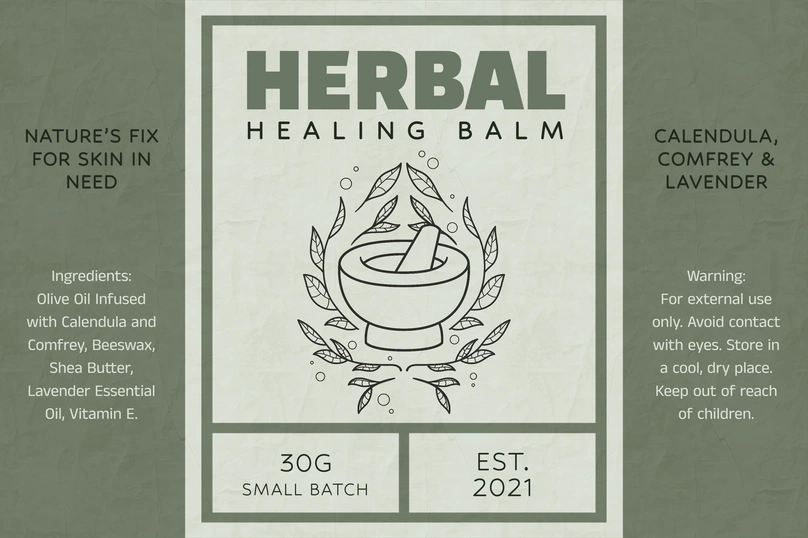Herbal balm packaging label