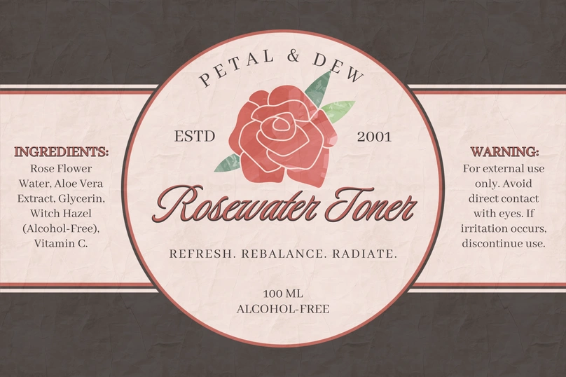 Rosewater Toner Label