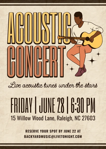 Live acoustic concert announcement