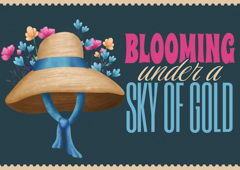 Illustrated Hat with Flowers