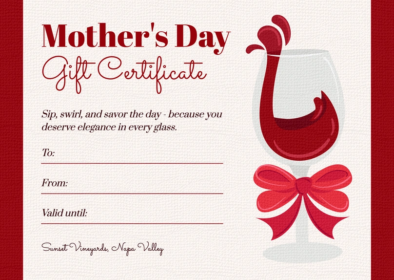 Gift Certificate for Mother's Day