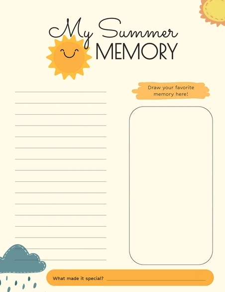 Summer Memory Worksheet