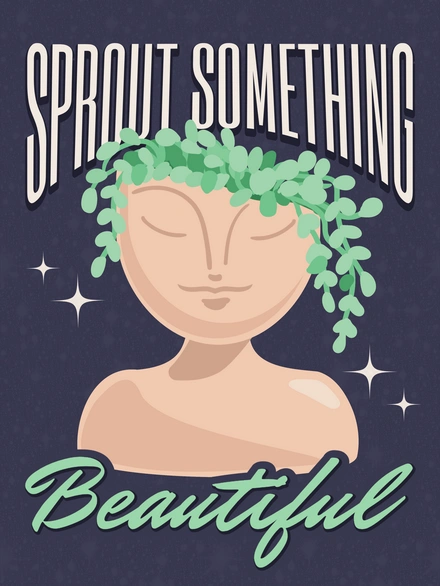 Illustration of a face with sprouts