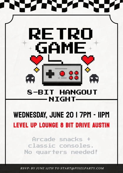 Retro Game Night Invitation