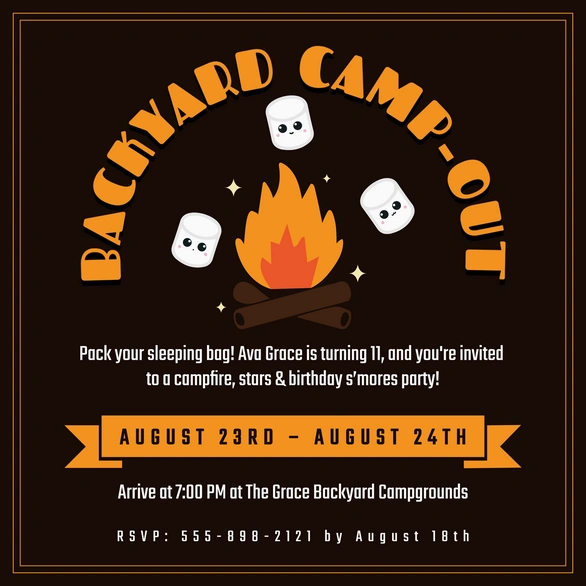 Birthday Invitation for Backyard Camp-Out