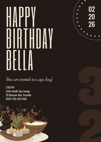 Spa Day Birthday Invitation
