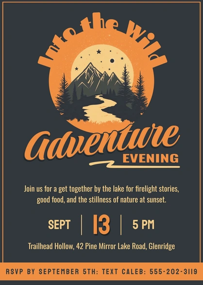 Invite to an adventure evening event